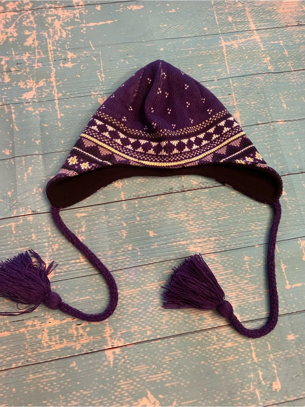 Columbia Purple Winter Earflap Hat With Tassels
